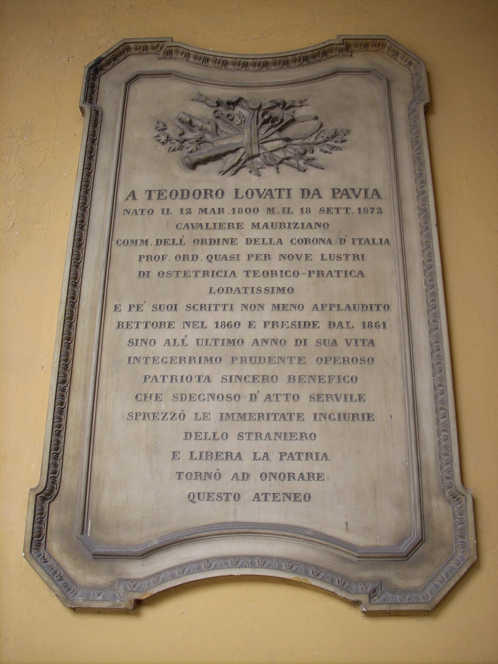 Teodoro Lovati memorial tablet, University, Pavia - 1.jpg